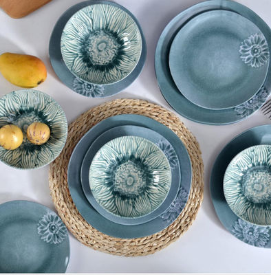 สีฟ้า เขียว แคมป์ Melamine อาหารค่ํา สําหรับภายในและภายนอก