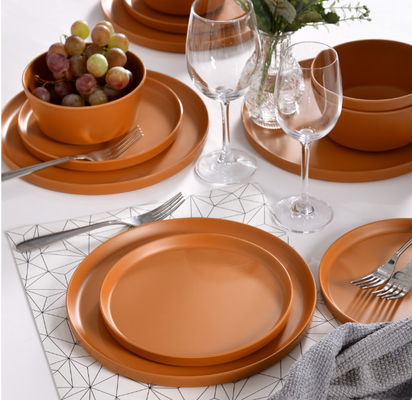 12pcs Melamine Plates Bowl เครื่องล้างจานทนทาน ปลอดภัย BPA ฟรี