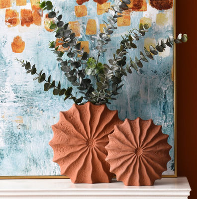 ภาชนะเซรามิกสําหรับตกแต่งบ้าน ชุด 2 ภาชนะเทรคอตต้า,ภาชนะดอกไม้,ภาชนะดอกไม้แห้ง,ภาชนะดอกไม้ตัด,ตกแต่งตก