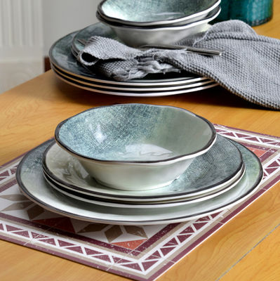 ชุดอาหารกลางวันเมลาไมน์สีเขียว 12 ชิ้น สําหรับใช้ในภายในภายนอก