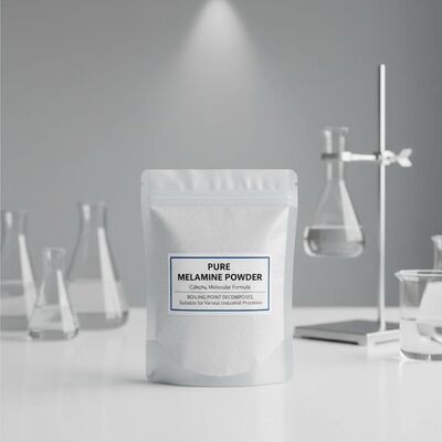 จุดเดือดละลาย Melamine Pure Powder C3H6N6 สูตรโมเลกุล สารเคมีที่เหมาะสําหรับกระบวนการอุตสาหกรรมต่าง ๆ